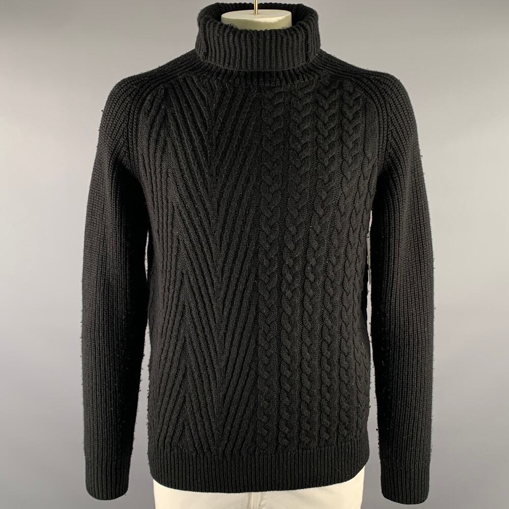 HAIDER ACKERMANN Size L Black Knit Cashmere Turtleneck Pullover